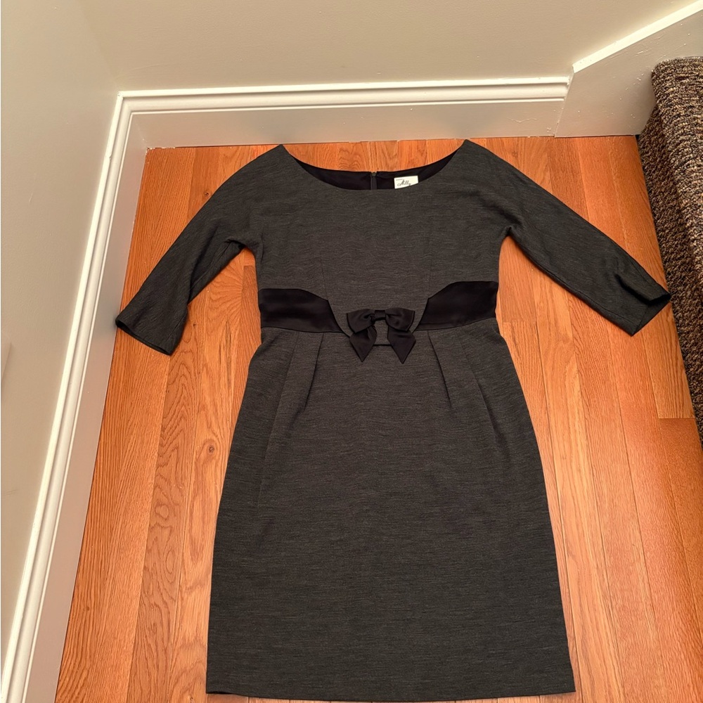 Milly Gray Dress with Black Bow Accent